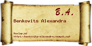 Benkovits Alexandra névjegykártya